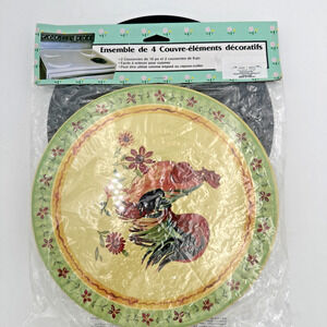 Vintage GANZ Rooster Stove Burner Covers Set of 4 Decorative Country Kitchen